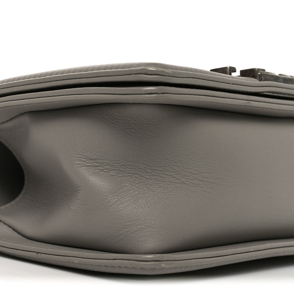 Calfskin Quilted Small Boy Flap Grey
