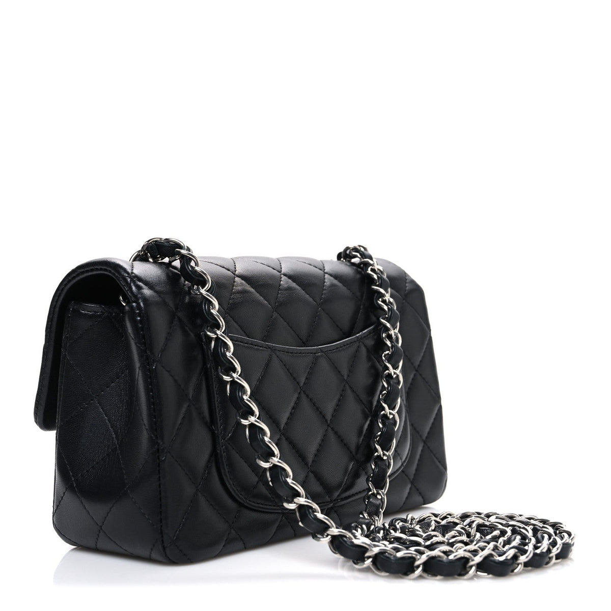 Lambskin Quilted Mini Rectangular Flap Black