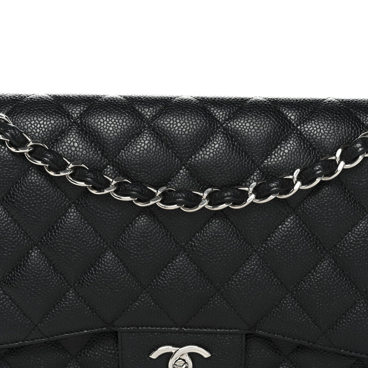 Caviar Quilted Jumbo Double Flap Black
