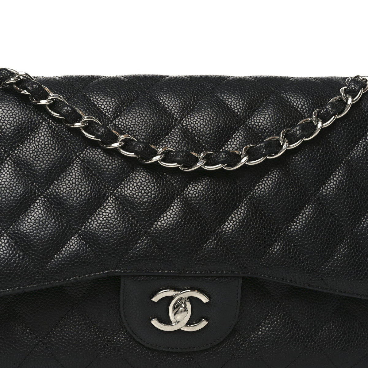 Caviar Quilted Jumbo Double Flap Black