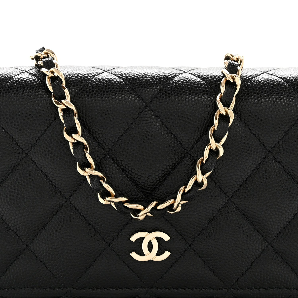 Caviar Quilted Mini Wallet On Chain WOC Black