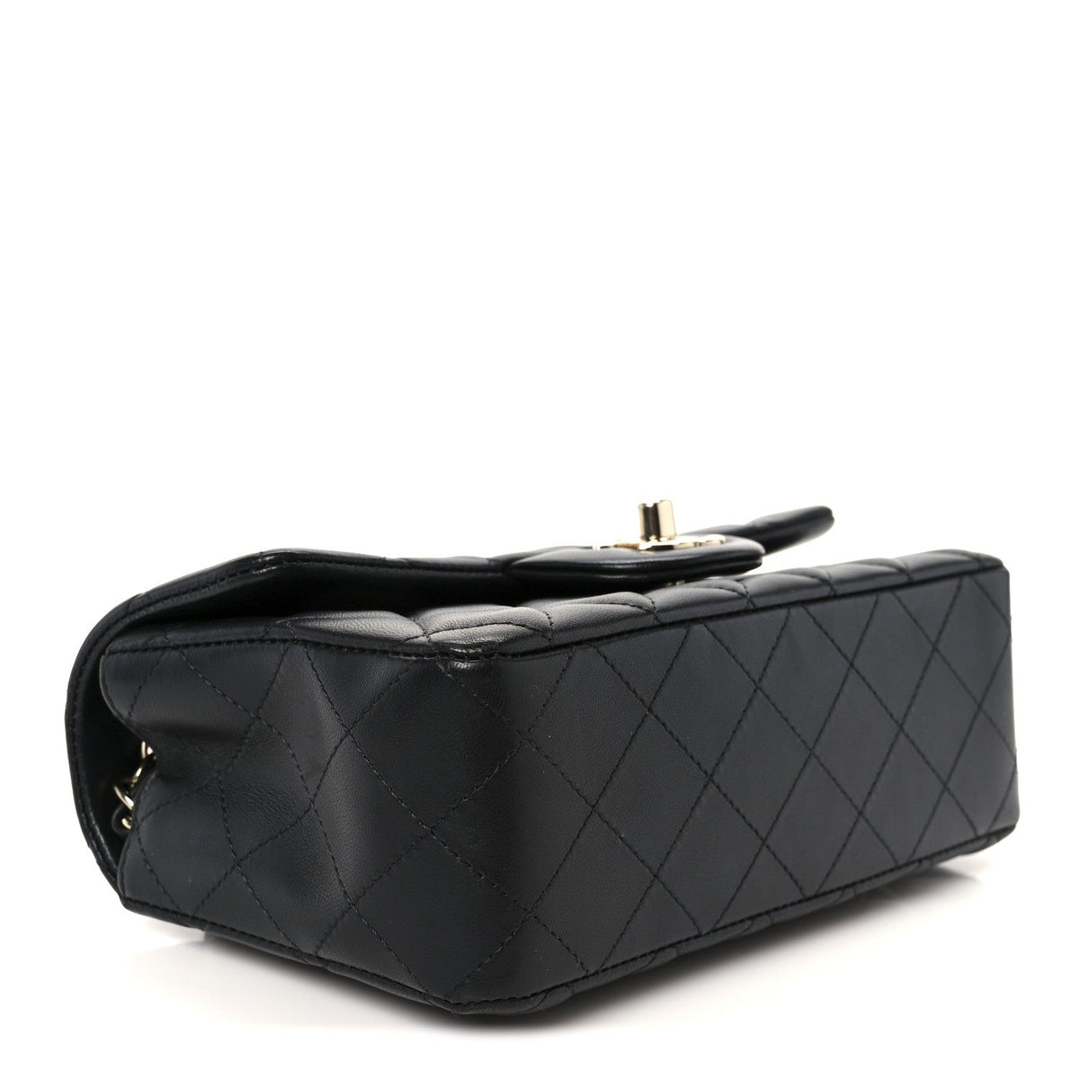 Lambskin Quilted Mini Rectangular Flap Black