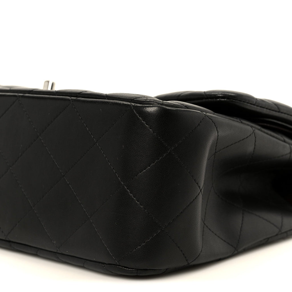 Lambskin Quilted Jumbo Double Flap Black