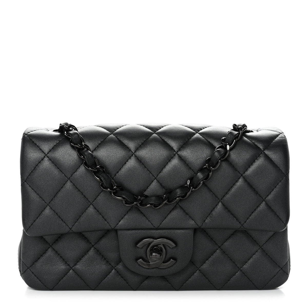 Lambskin Quilted Mini Rectangular Flap So Black