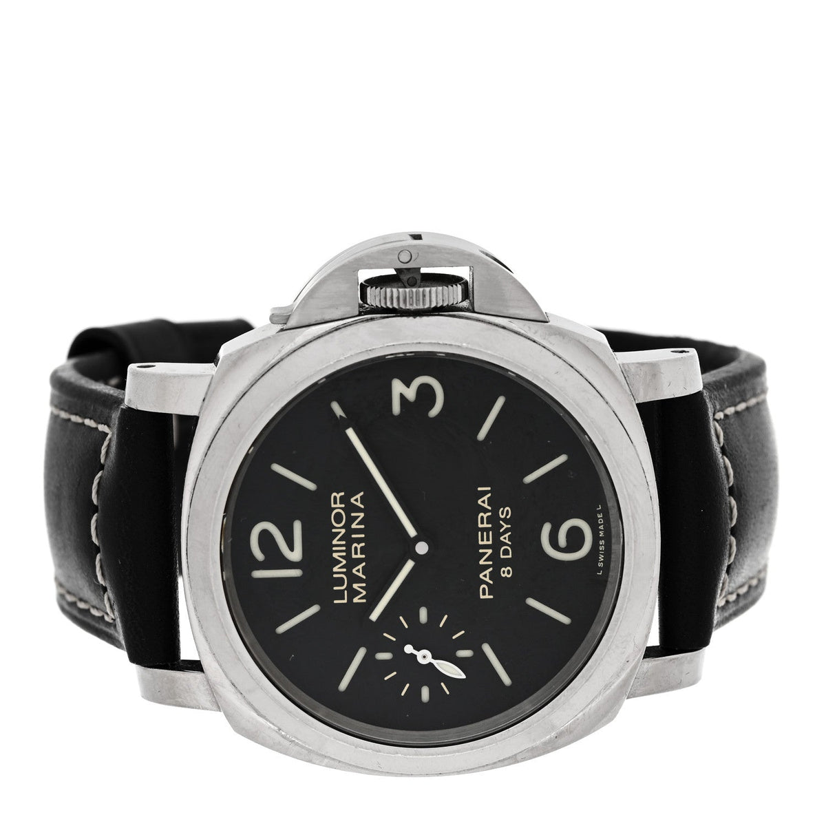 Stainless Steel Calfskin 44mm Luminor Marina Manual Winding Watch Black PAM00510