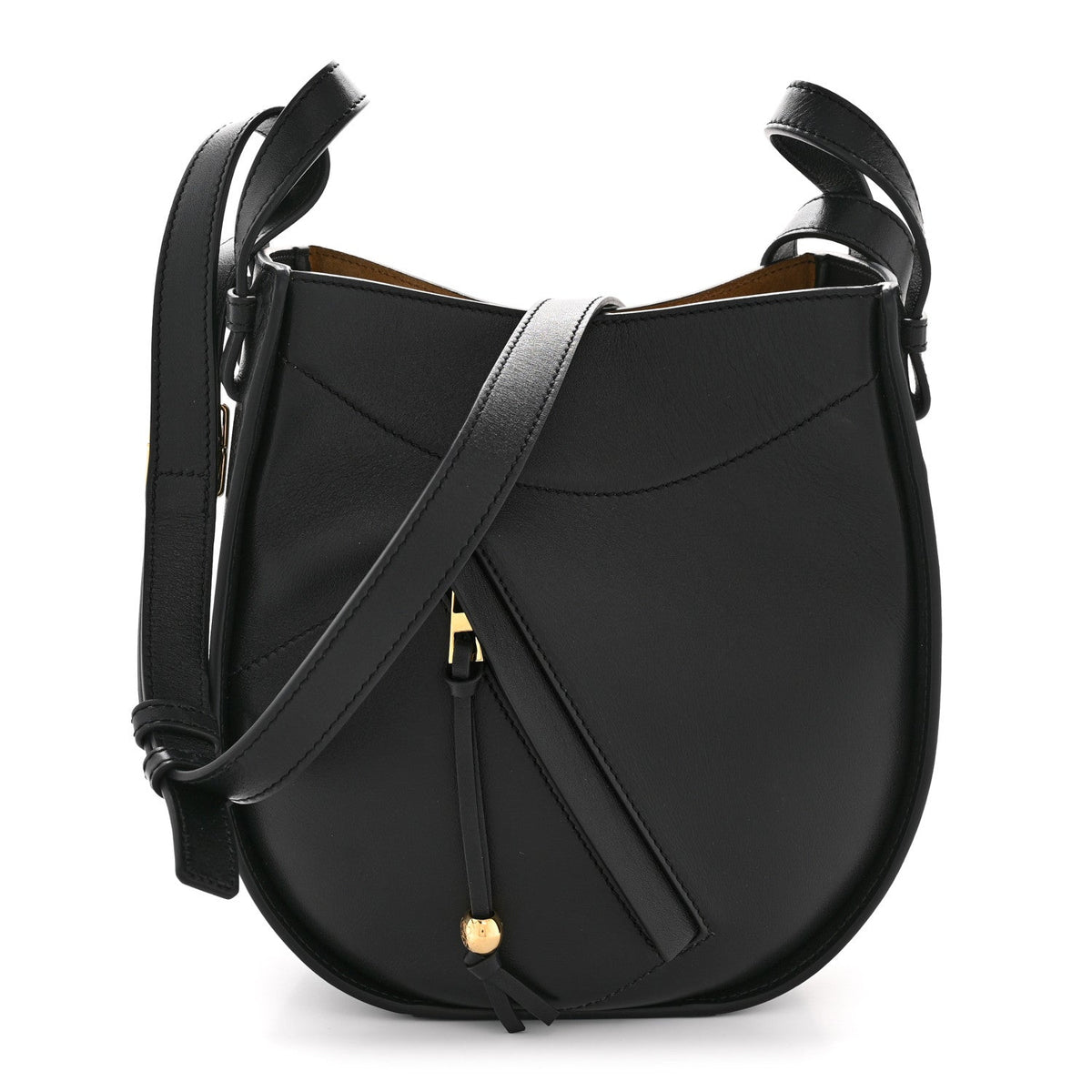 Calfskin Hammock Slice Bag Black