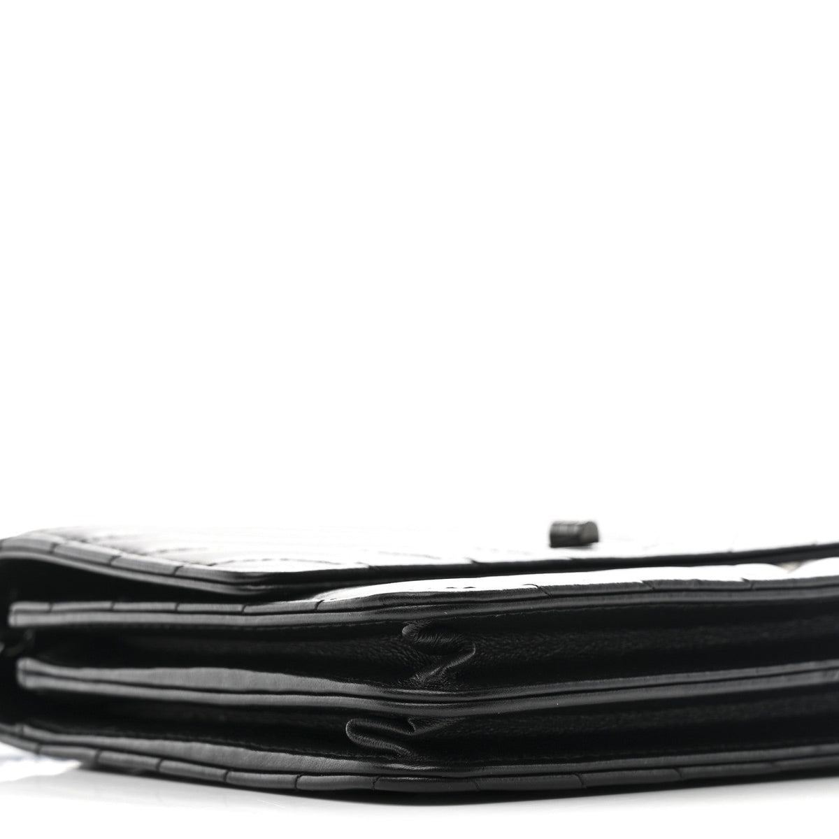 Aged Calfskin Chevron Quilted Reissue 2.55 Square Wallet On Chain WOC So Black
