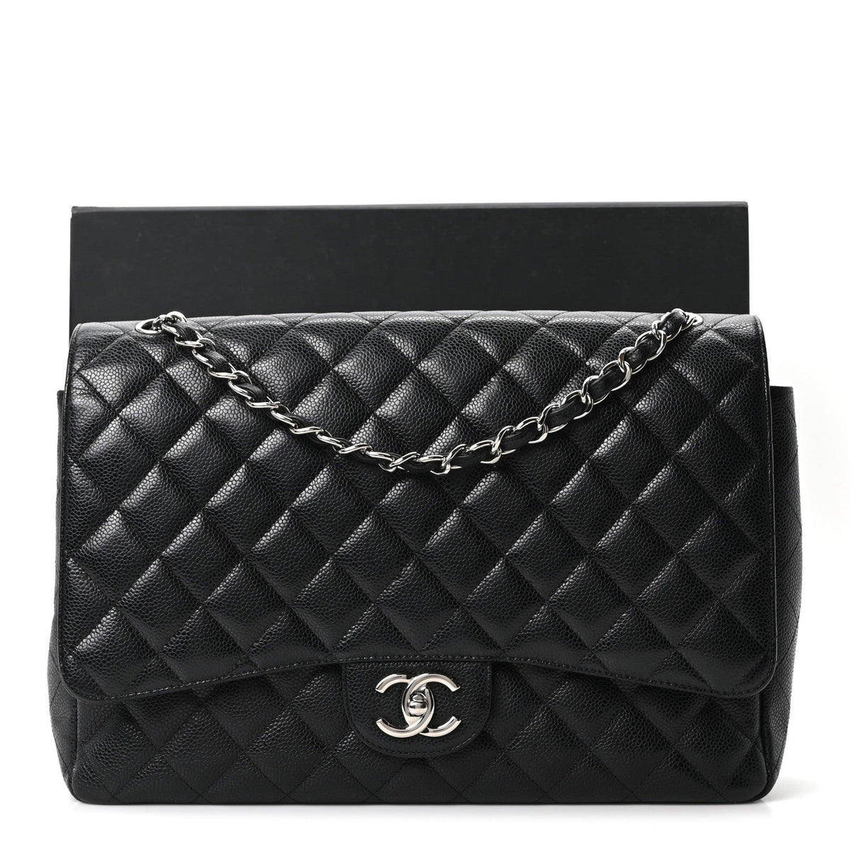 Caviar Quilted Maxi Double Flap Black