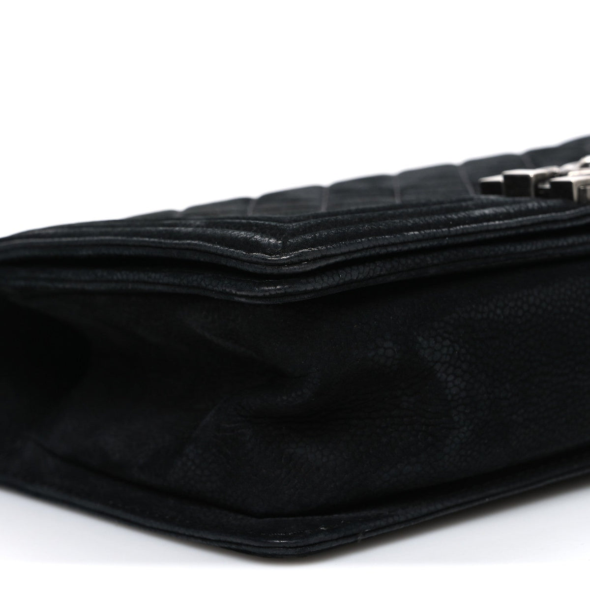 Bullskin Suede Caviar Quilted Medium Boy Flap Black