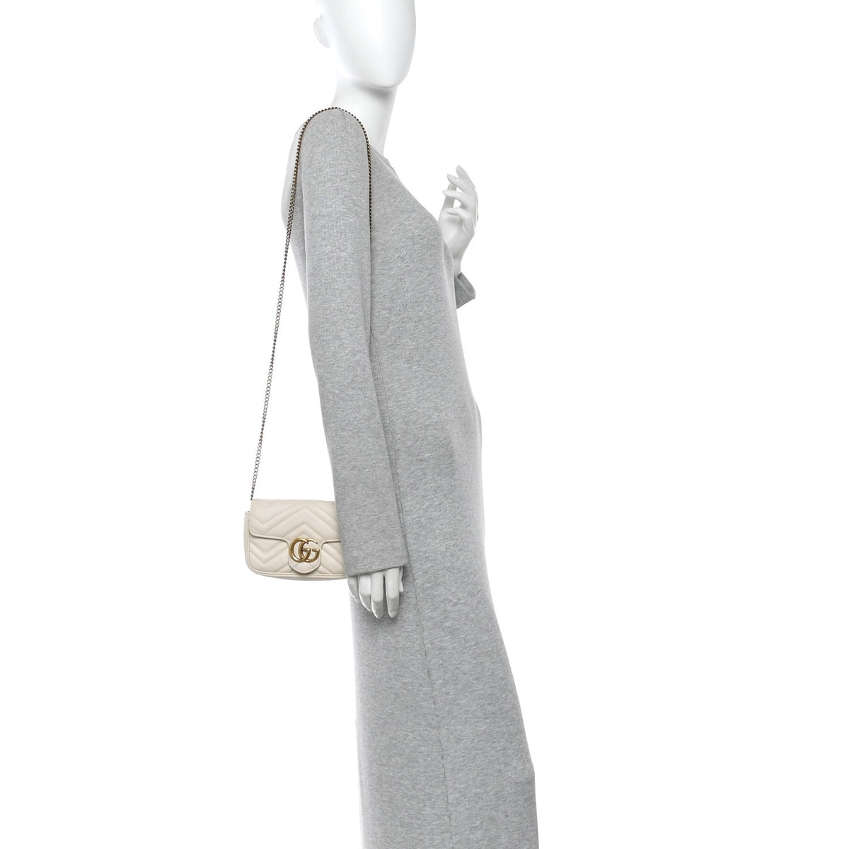 Calfskin Matelasse Super Mini GG Marmont Shoulder Bag White