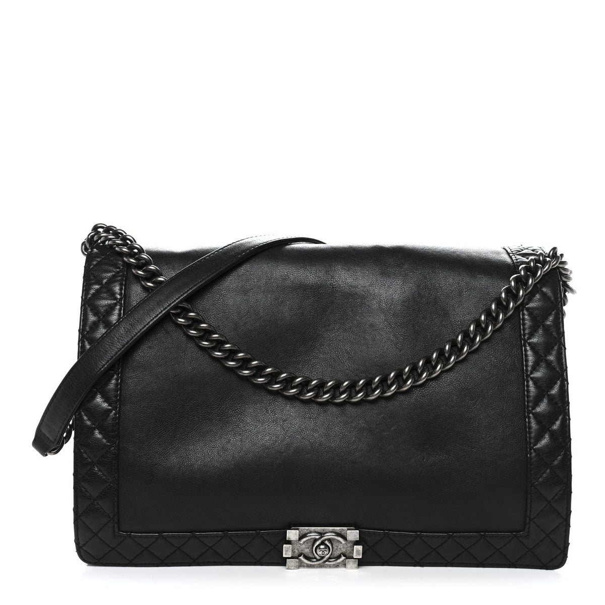 Calfskin Large Boy Reverso Flap Black