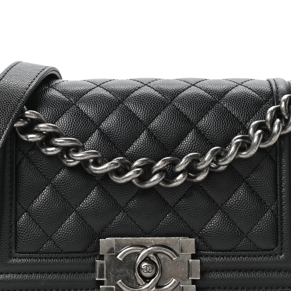 Caviar Quilted Small Boy Flap Black