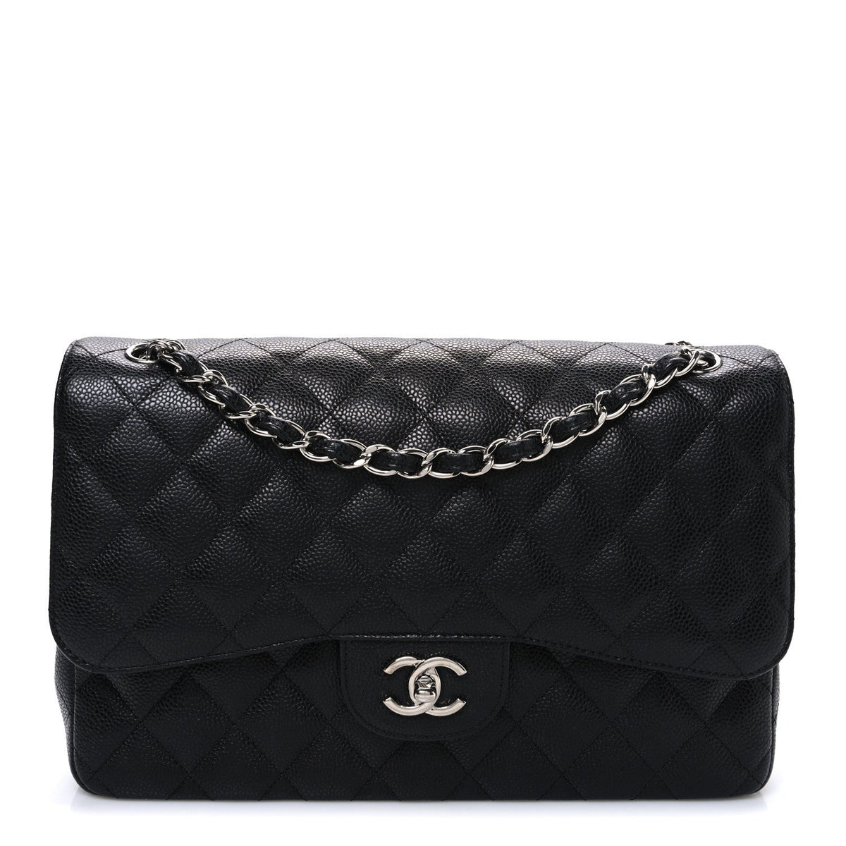 Caviar Quilted Jumbo Double Flap Black
