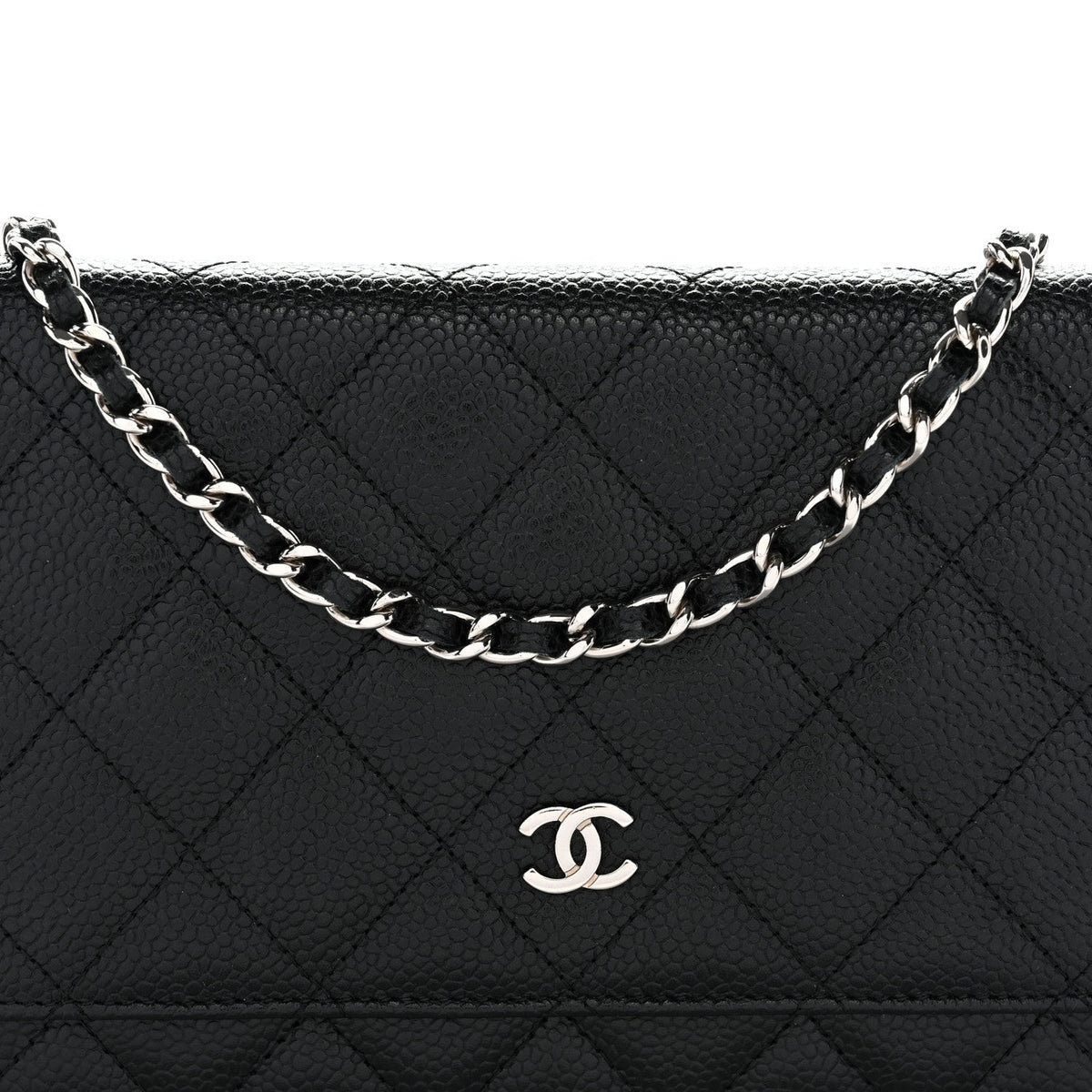 Caviar Quilted Wallet on Chain WOC Black