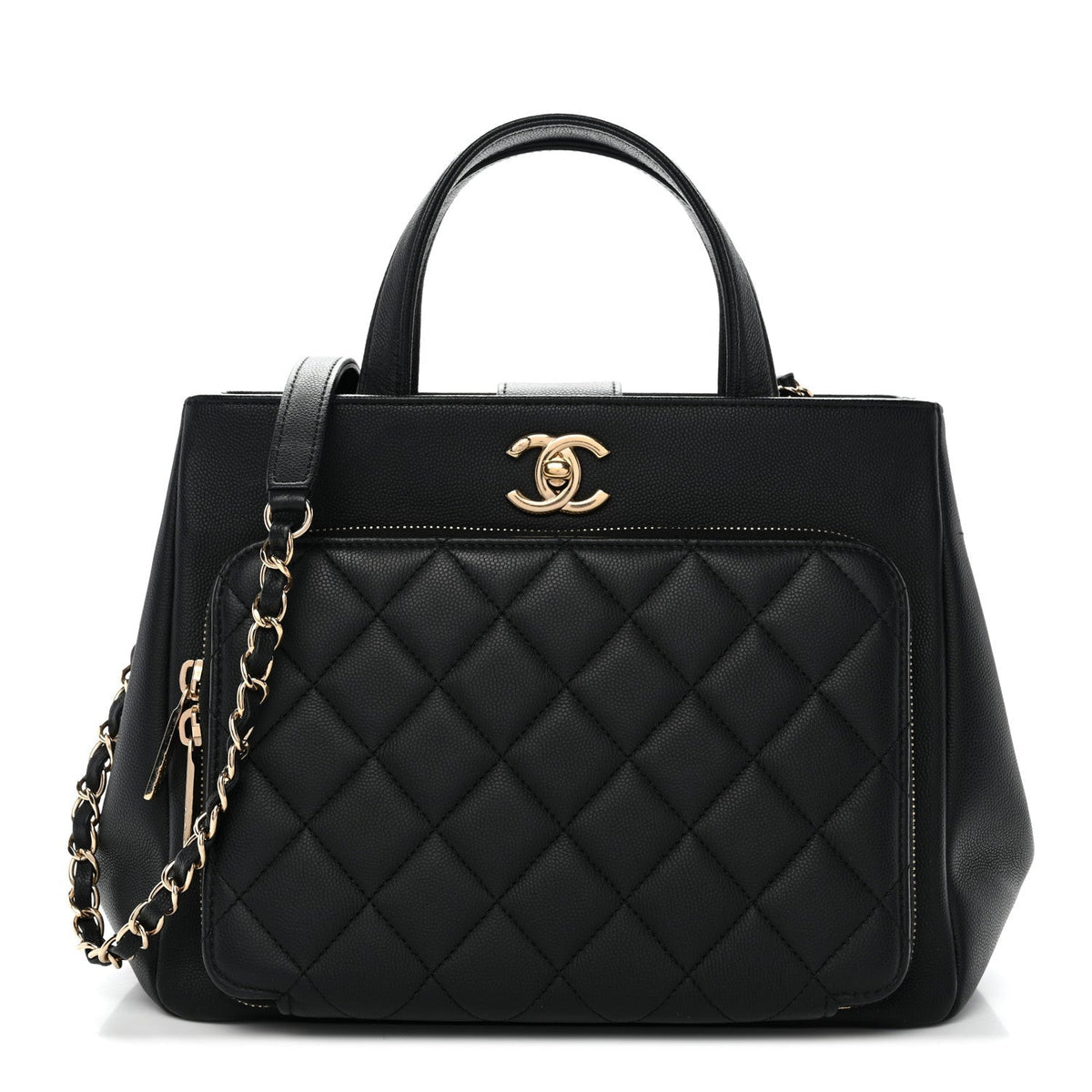 Caviar Quilted Small Business Affinity Shopping Bag Black