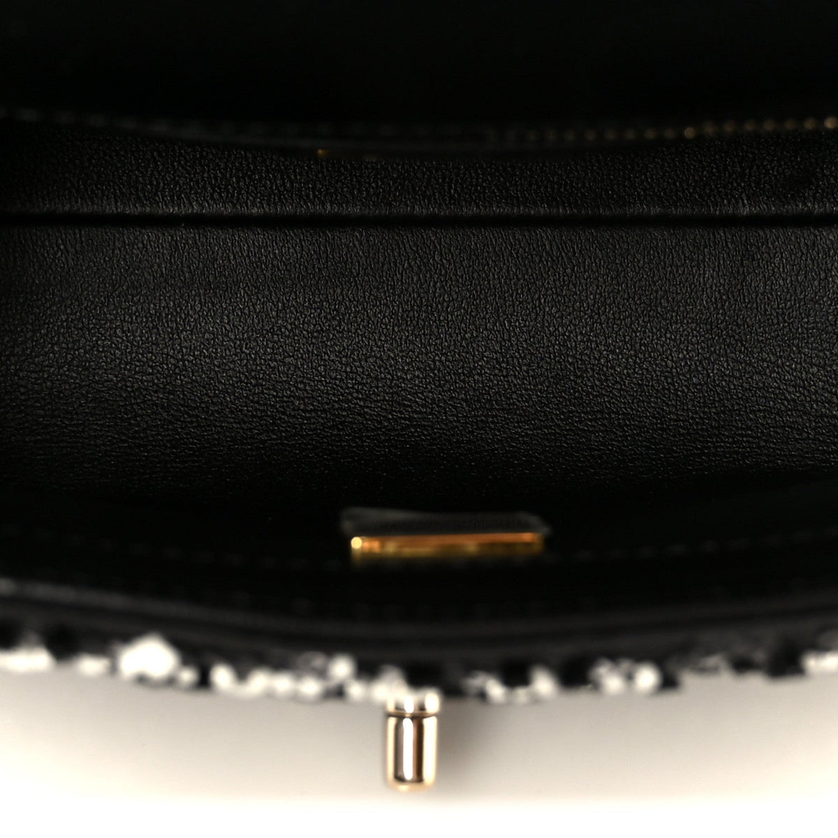 Lambskin Sequin Beaded Extra Mini Coco Handle Flap Black White