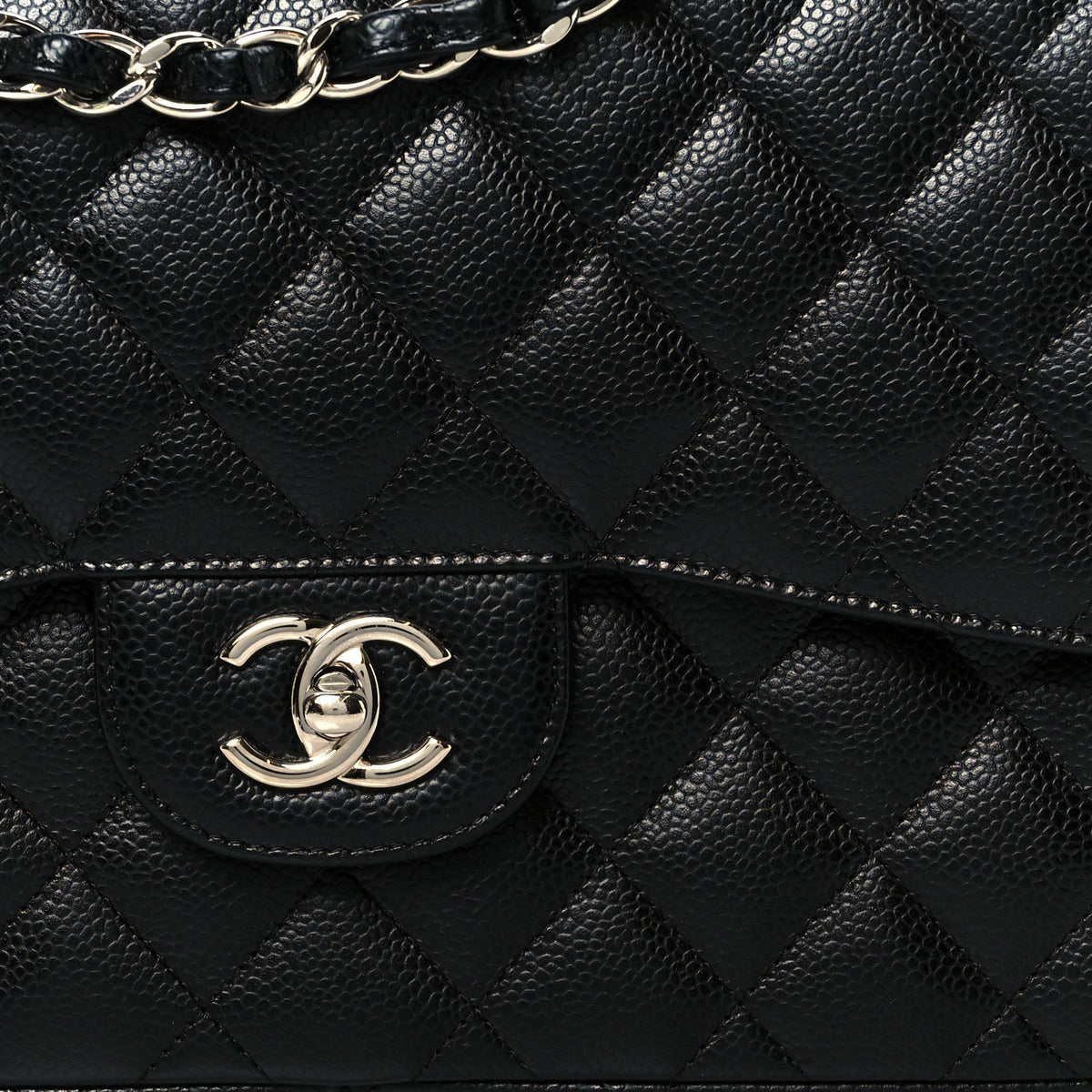 Caviar Quilted Jumbo Double Flap Black