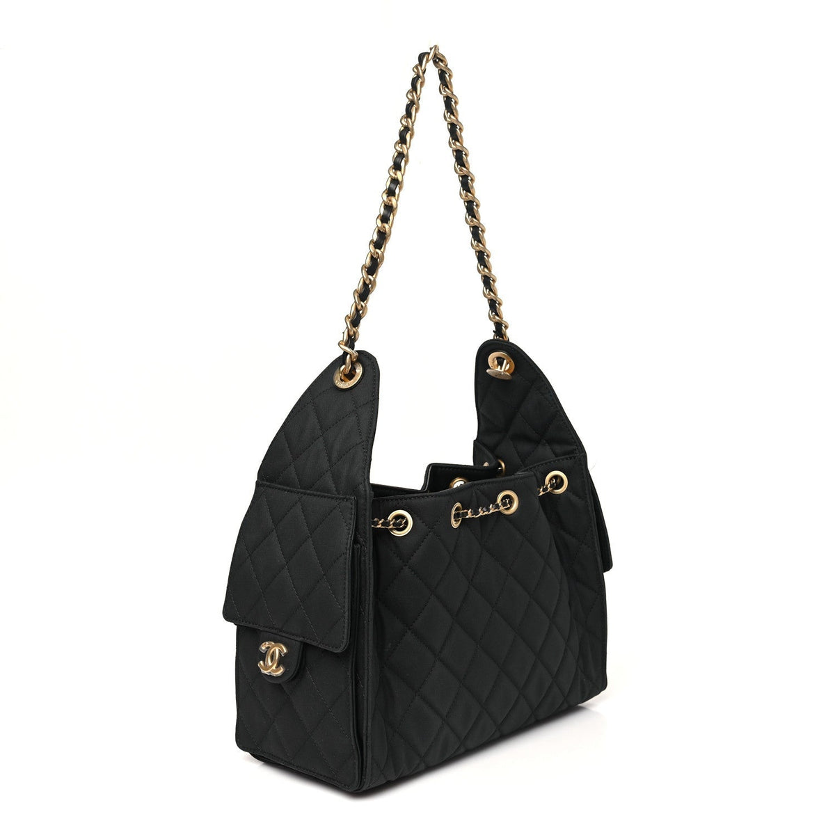 Canvas Quilted Small Chanel 25 Handbag Black