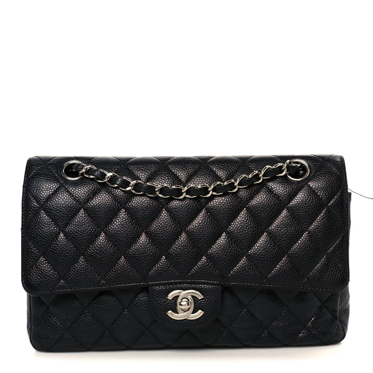 Caviar Quilted Medium Double Flap Black