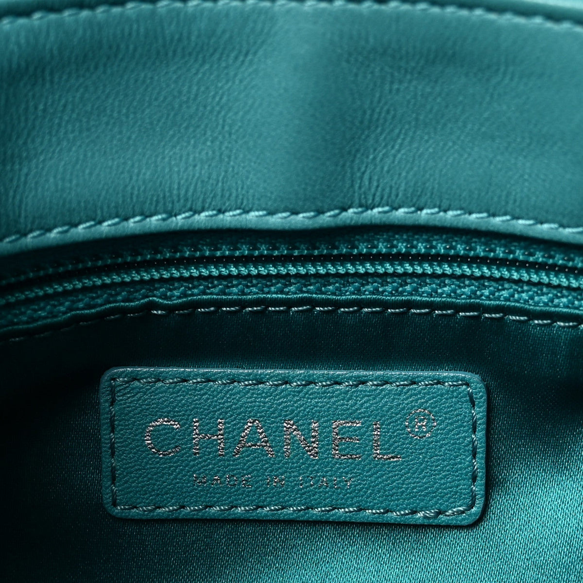 Calfskin Stitched Double Flap Bag Turquoise