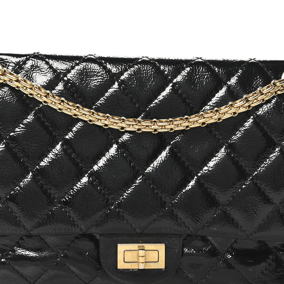 Distressed Patent Quilted 2.55 Reissue 226 Flap Black