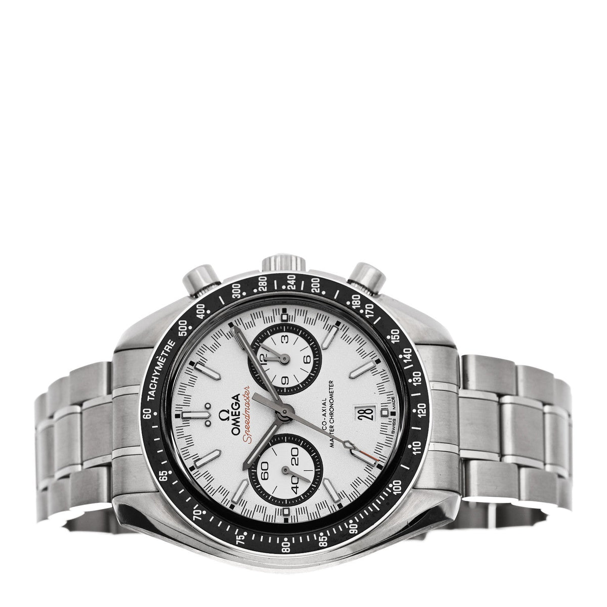 Stainless Steel 44mm Speedmaster Racing Co-Axial Master Chronometer Chronograph Automatic Watch White 329.30.44.51.04.001