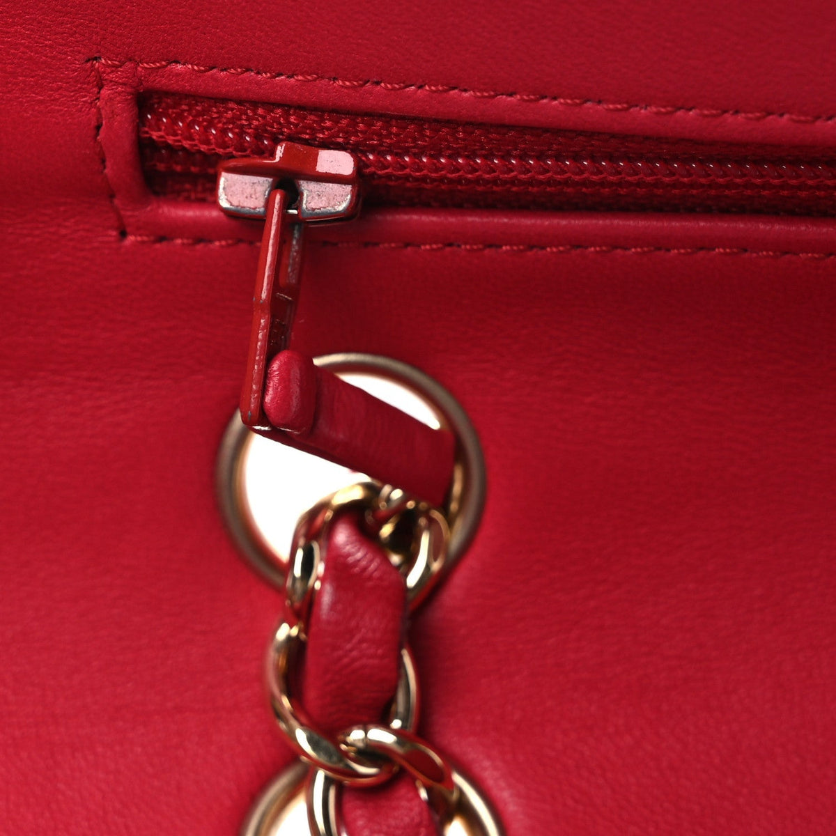 Lambskin Quilted Medium Double Flap Red