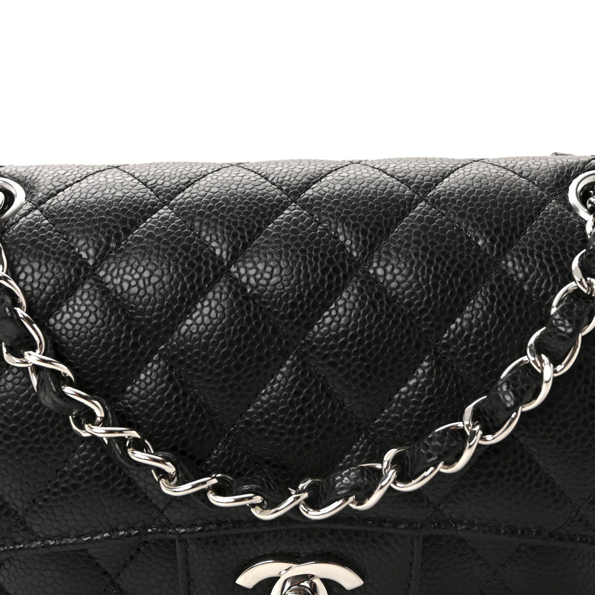 Caviar Quilted Small Double Flap Black