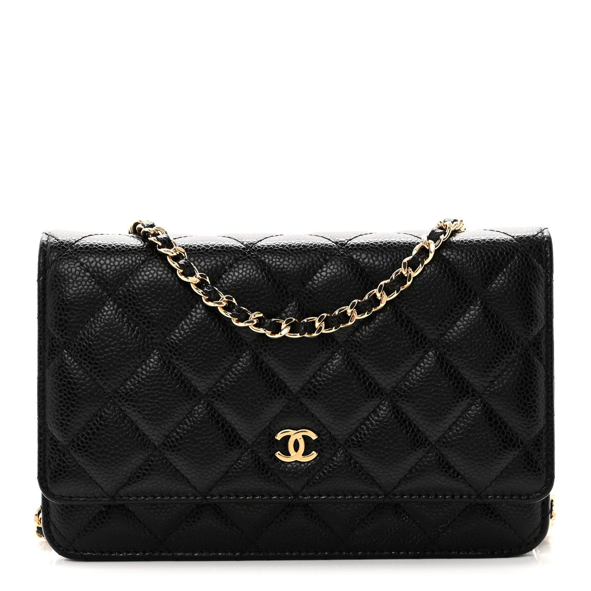 Caviar Quilted Wallet on Chain WOC Black