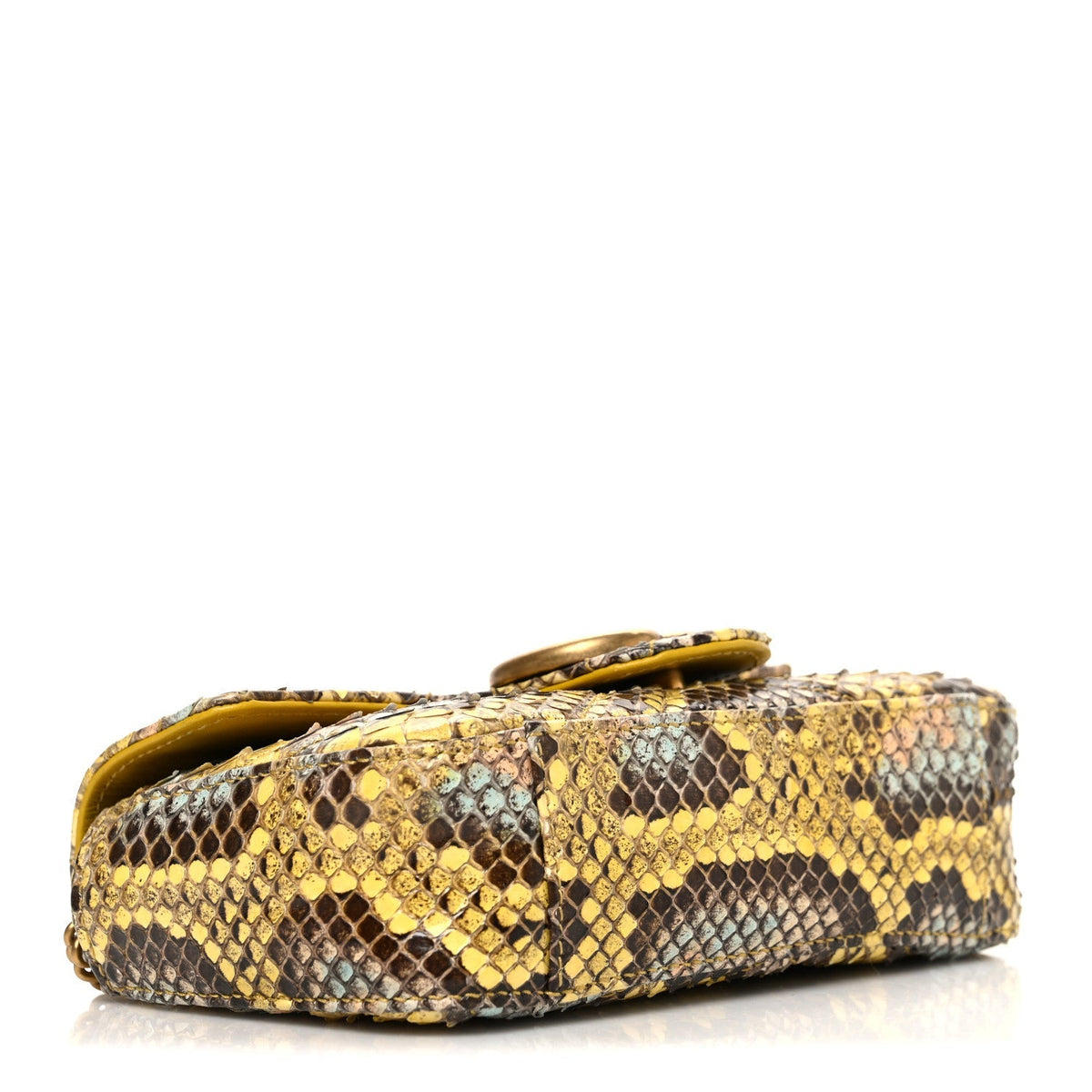 Snakeskin Matelasse GG Marmont Shoulder Bag Green Multicolor