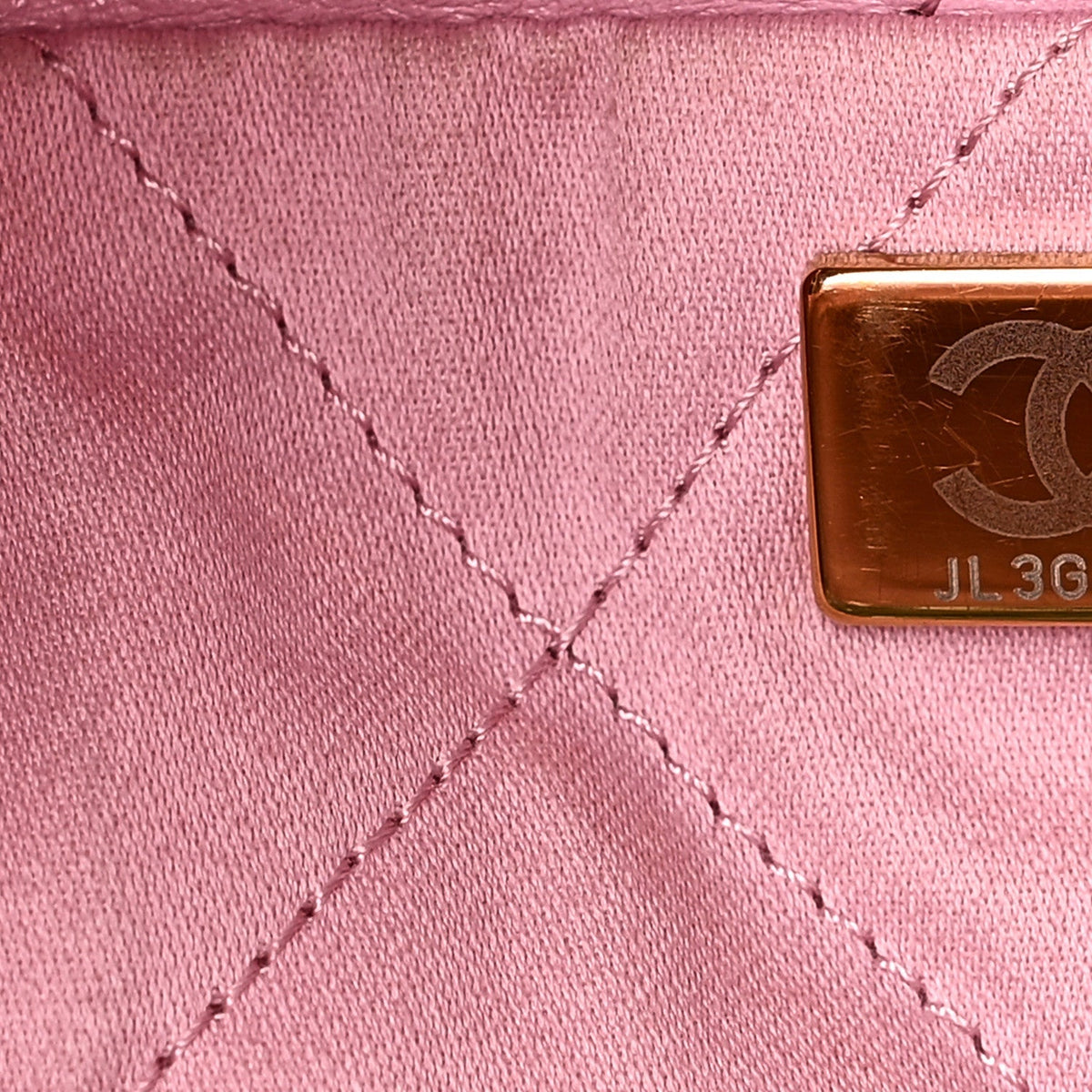 Shiny Calfskin Quilted Chanel 22 Drawstring Bag Pink