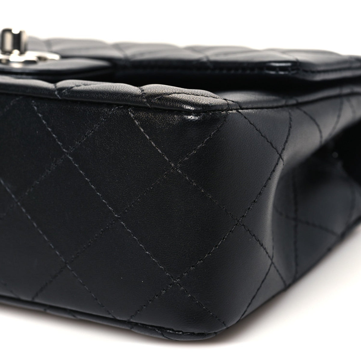 Lambskin Quilted Mini Rectangular Flap Black