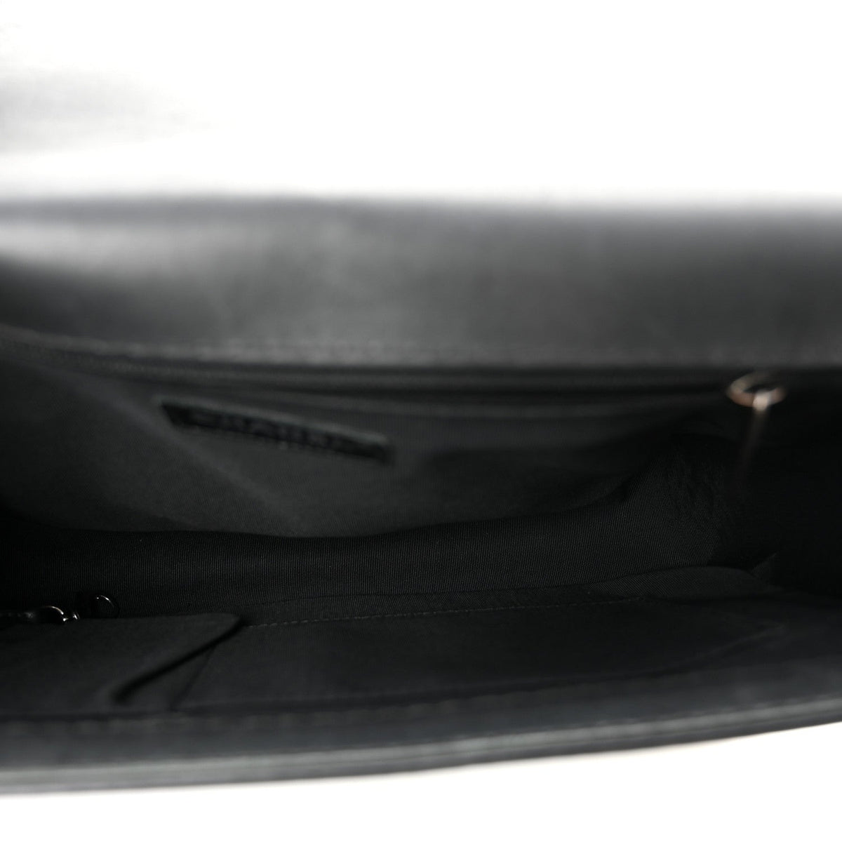 Calfskin Double Stitch Large Boy Flap Black