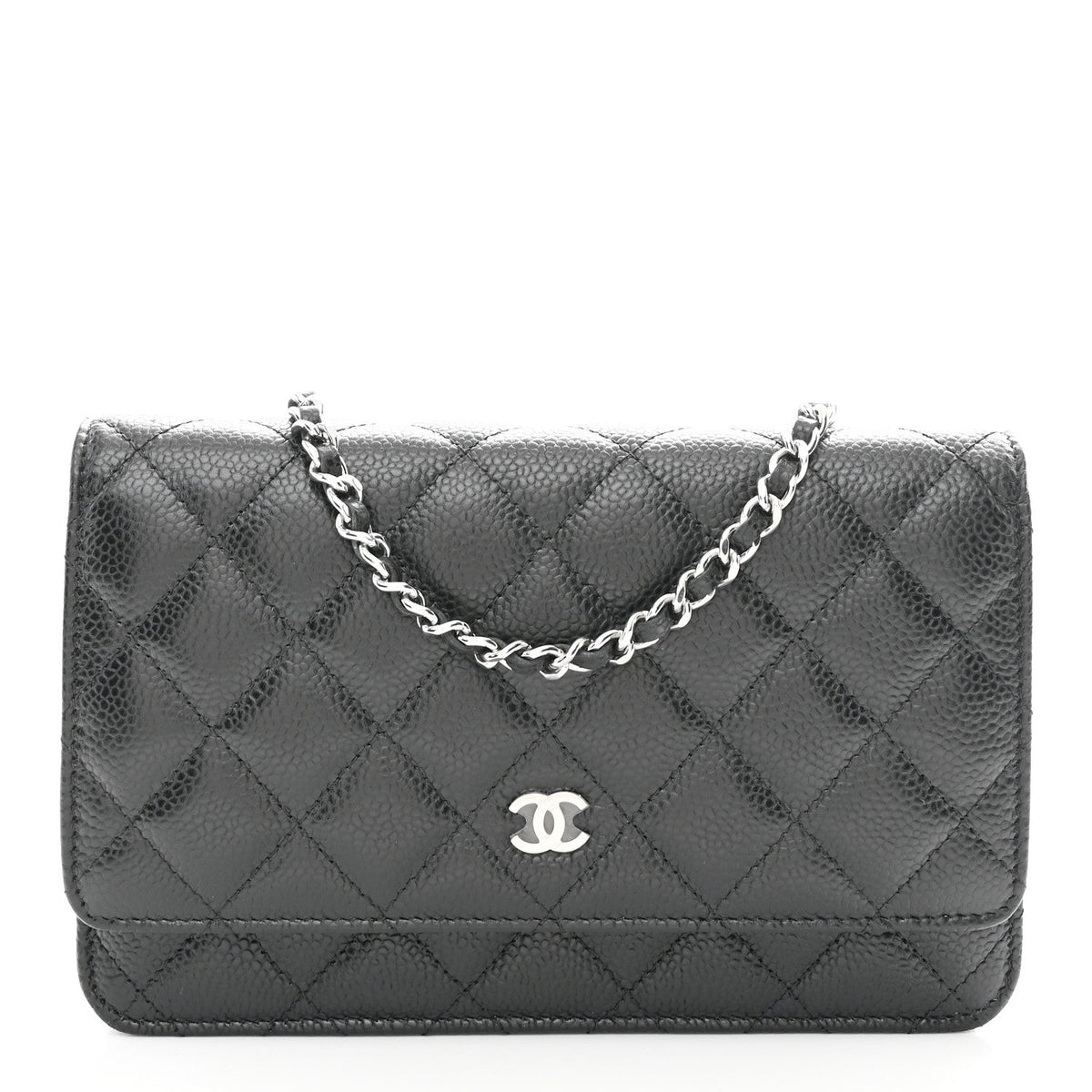 Caviar Quilted Wallet on Chain WOC Black