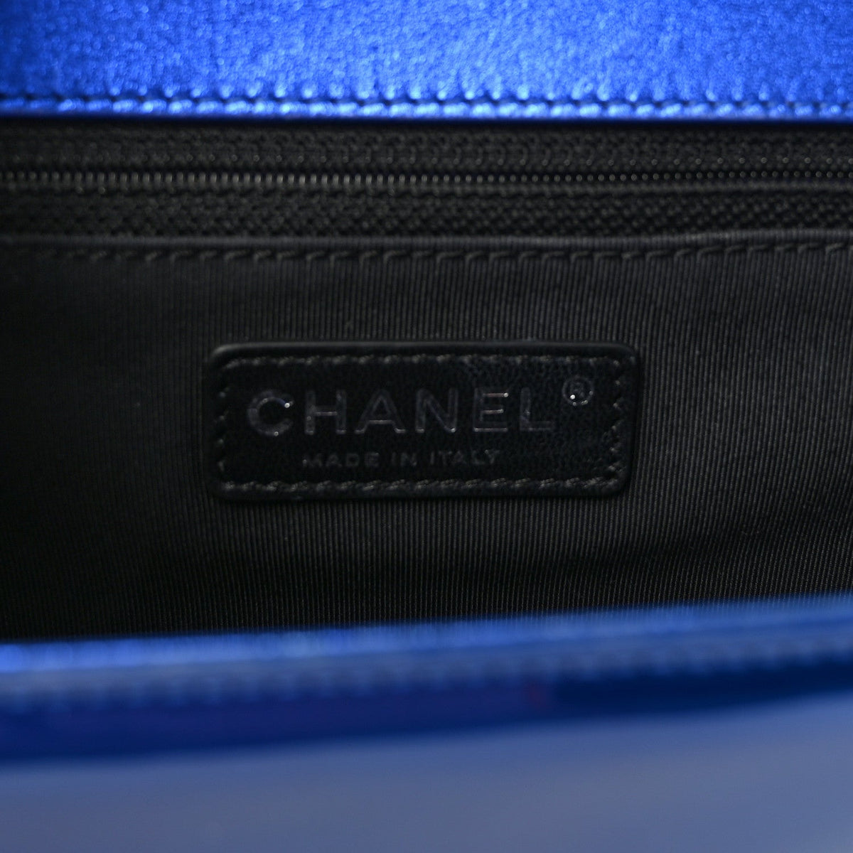 Metallic Patent Quilted New Medium Boy Flap Blue