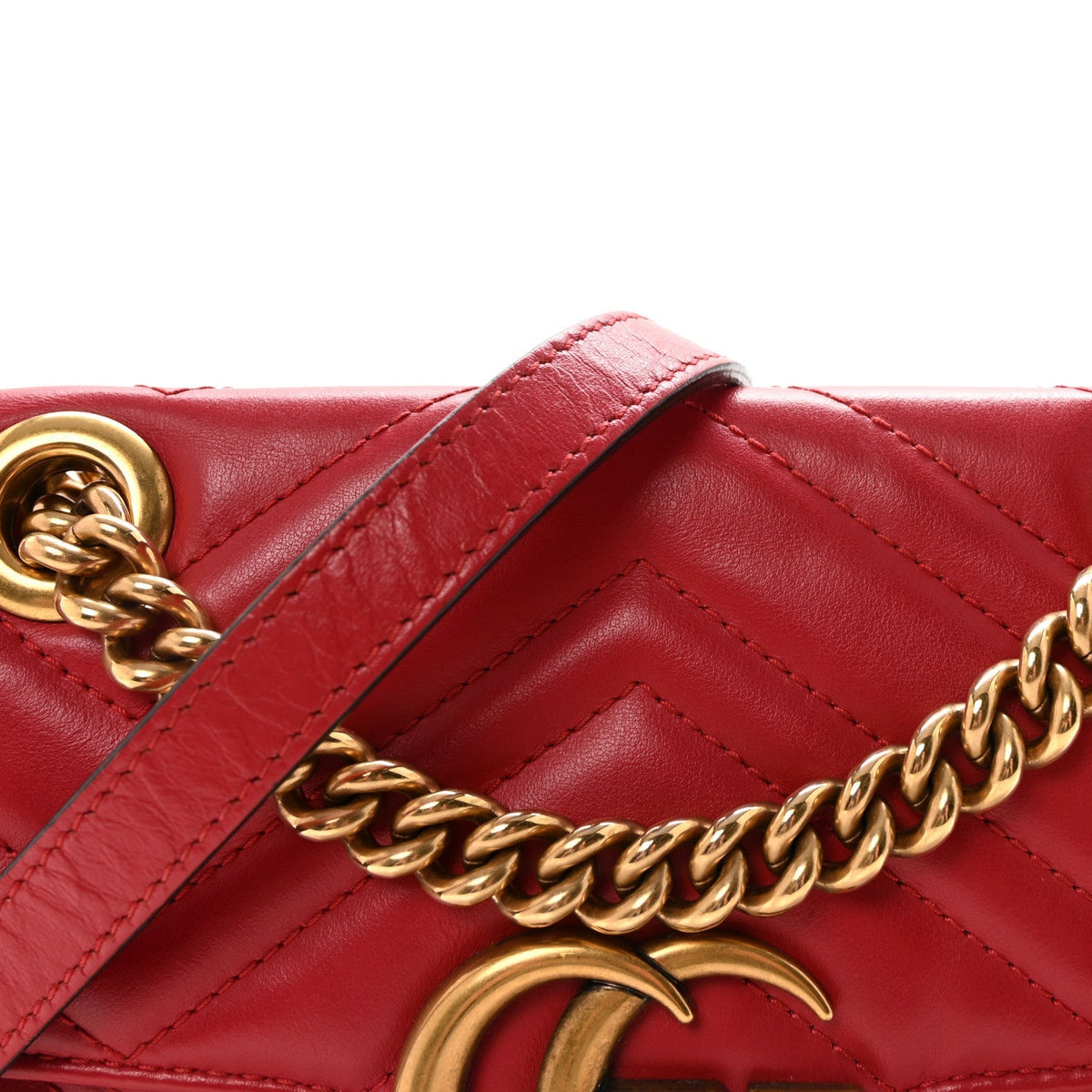 Calfskin Matelasse Mini GG Marmont Shoulder Bag Hibiscus Red