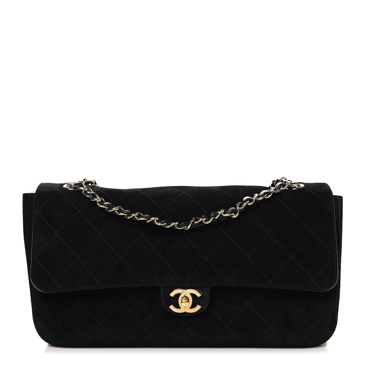 Suede Calfskin Small Souplissimo Maxi Flap Black