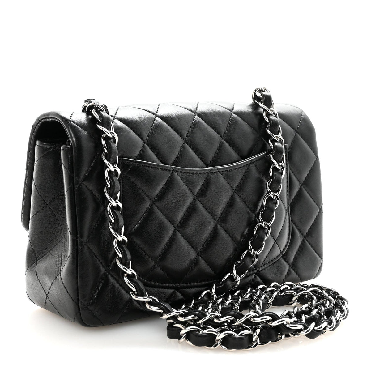 Lambskin Quilted Mini Rectangular Flap Black