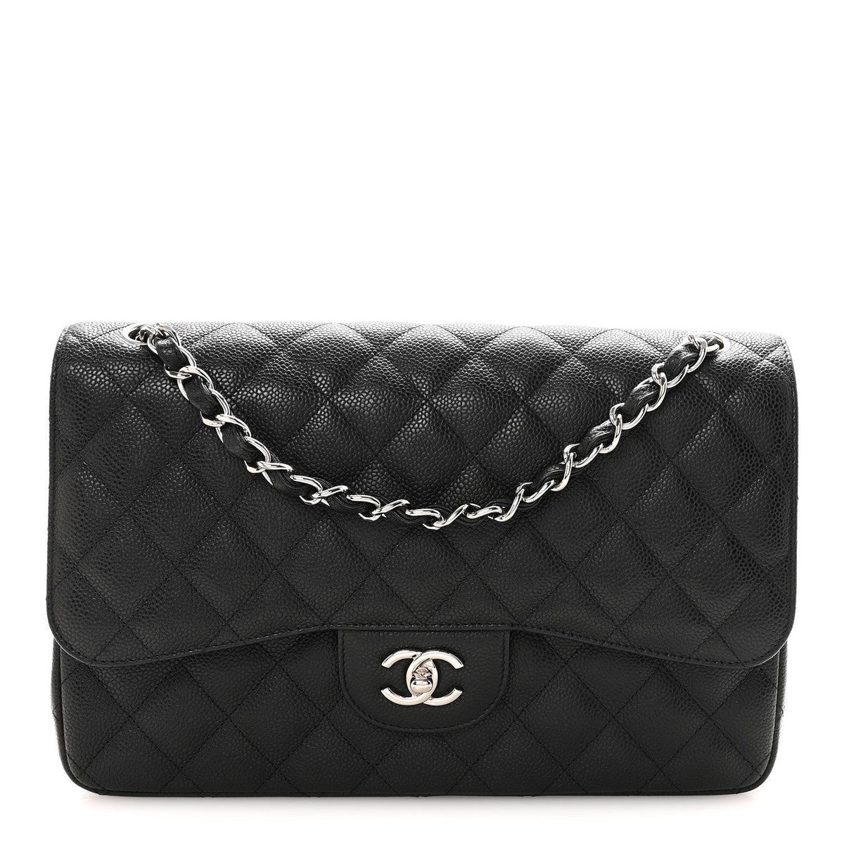 Caviar Quilted Jumbo Double Flap Black