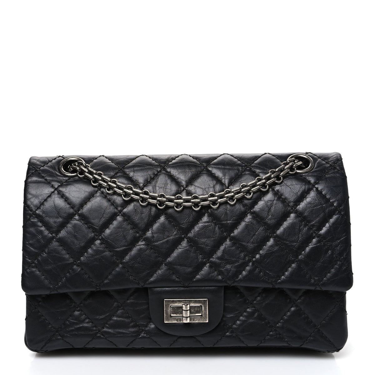 Aged Calfskin Quilted 2.55 Reissue 225 Flap Black