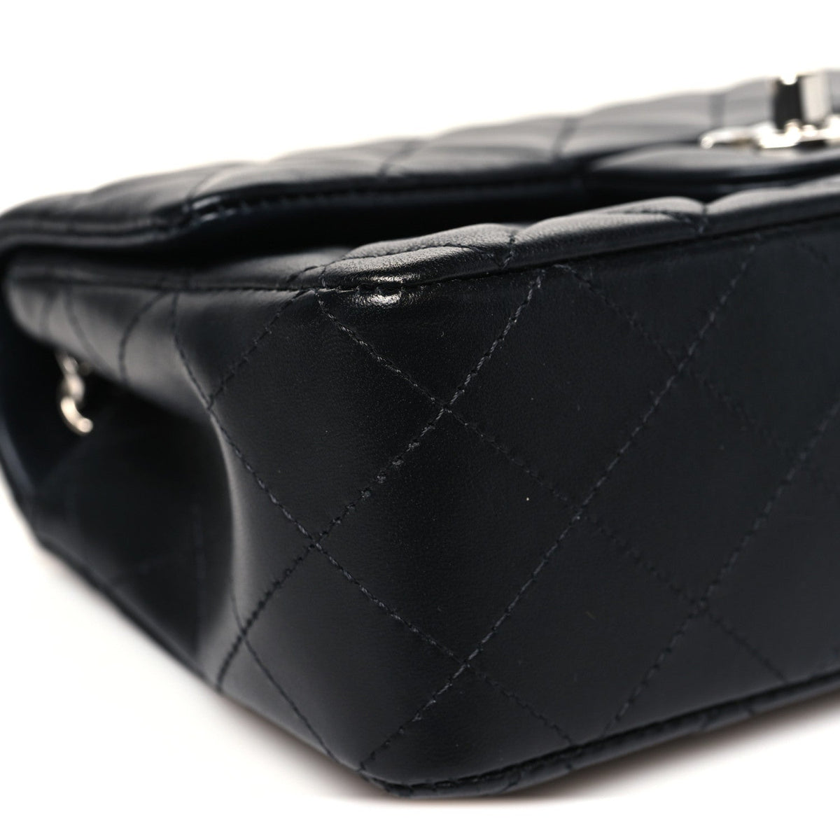 Lambskin Quilted Mini Rectangular Flap Black