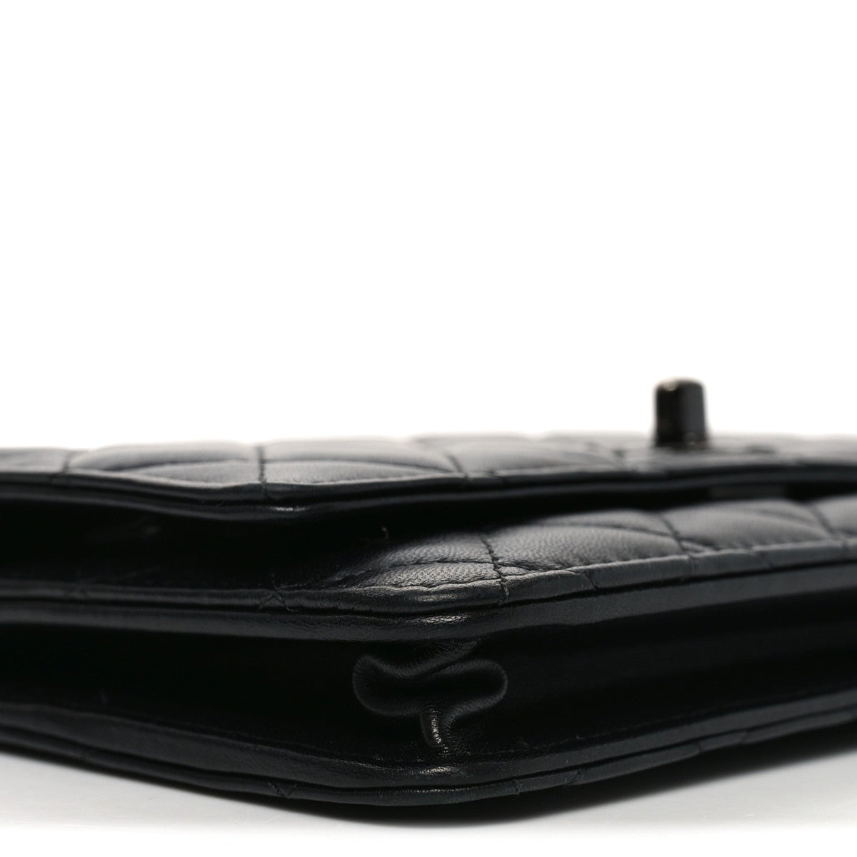 Lambskin Quilted Trendy CC Wallet On Chain WOC So Black