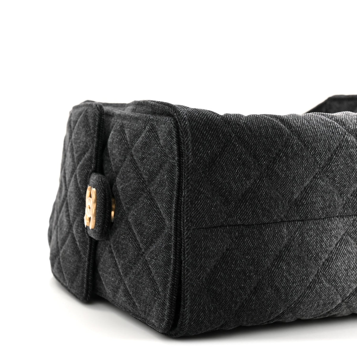 Washed Denim Quilted Small Chanel 25 Handbag Black