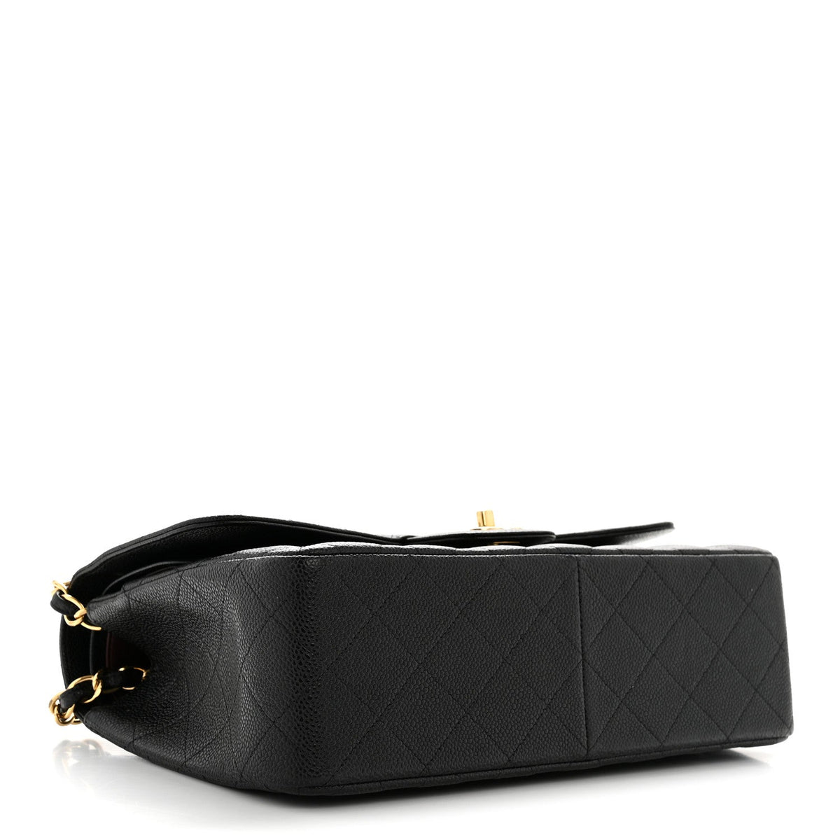 Caviar Quilted Jumbo Double Flap Black