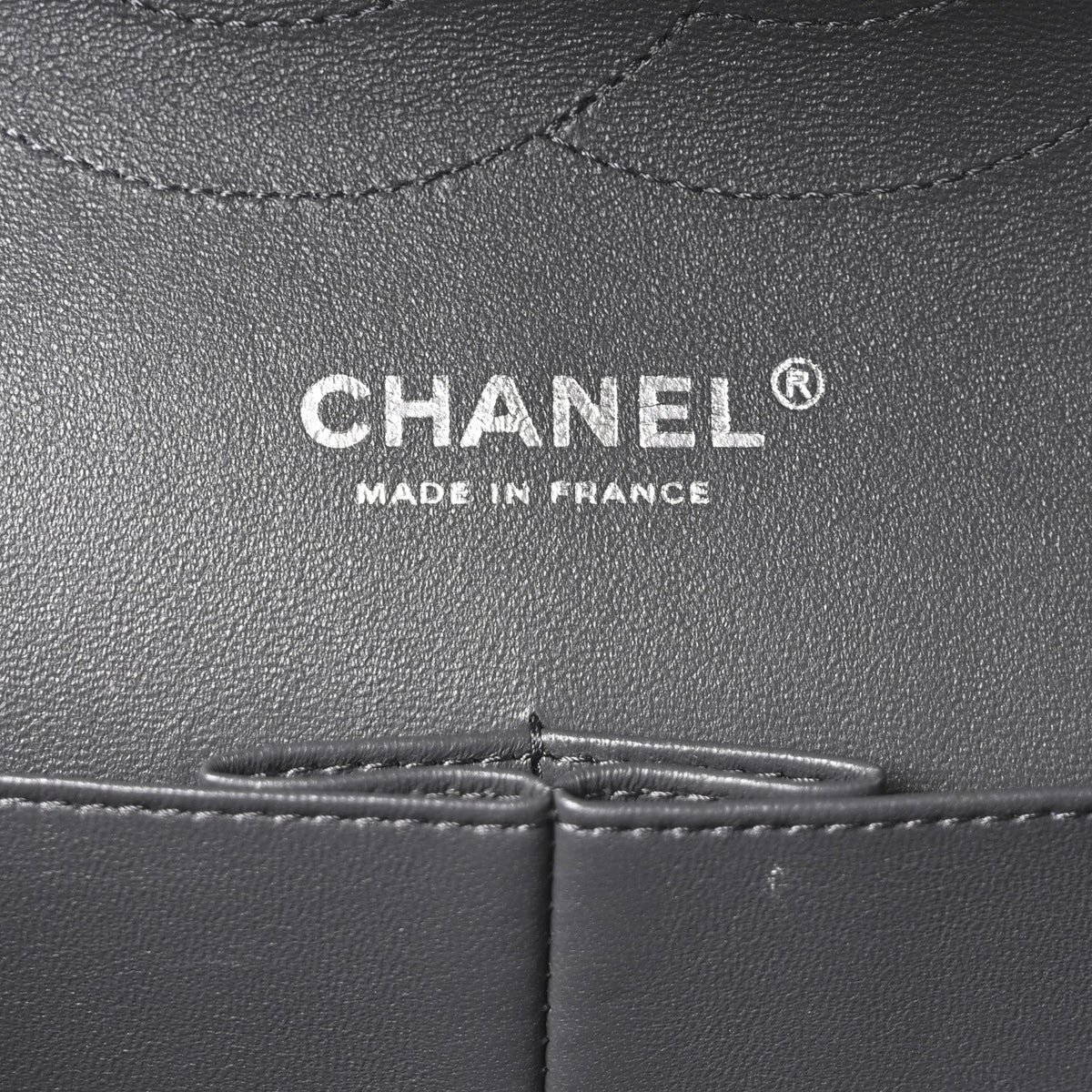 Lambskin Quilted Jumbo Double Flap Dark Grey