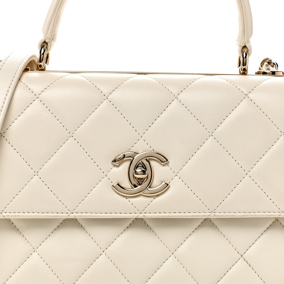 Lambskin Quilted Small Trendy CC Dual Handle Flap Bag White
