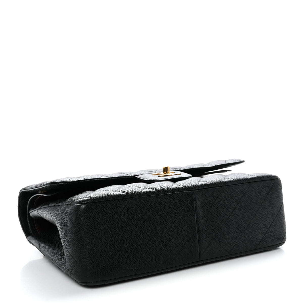 Caviar Quilted Jumbo Double Flap Black