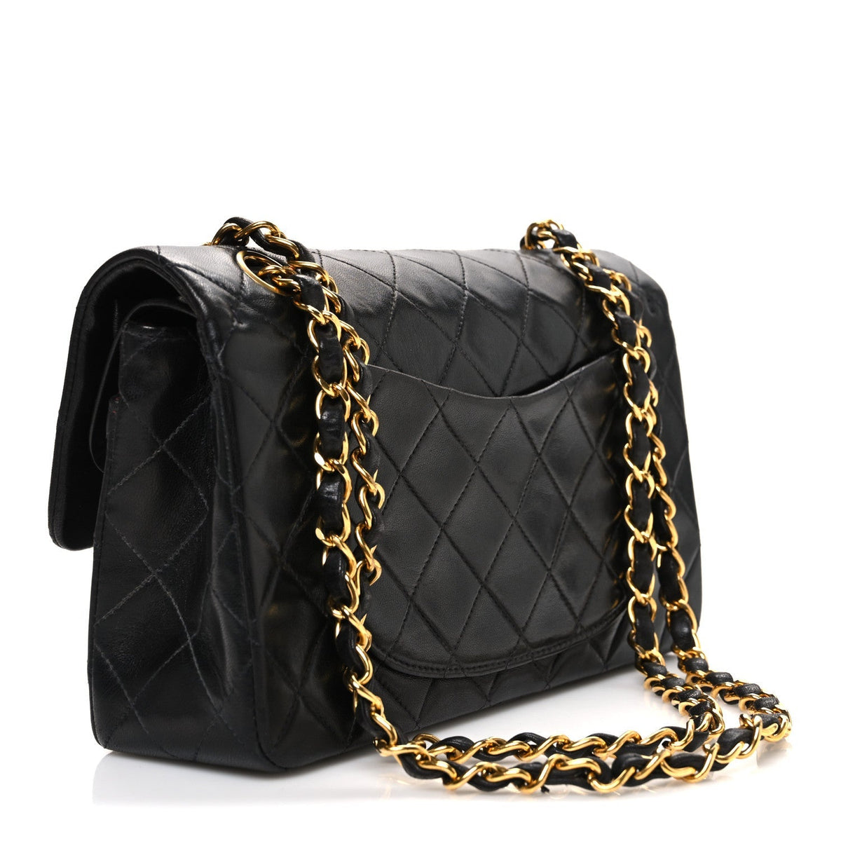 Lambskin Quilted Small Double Flap Black