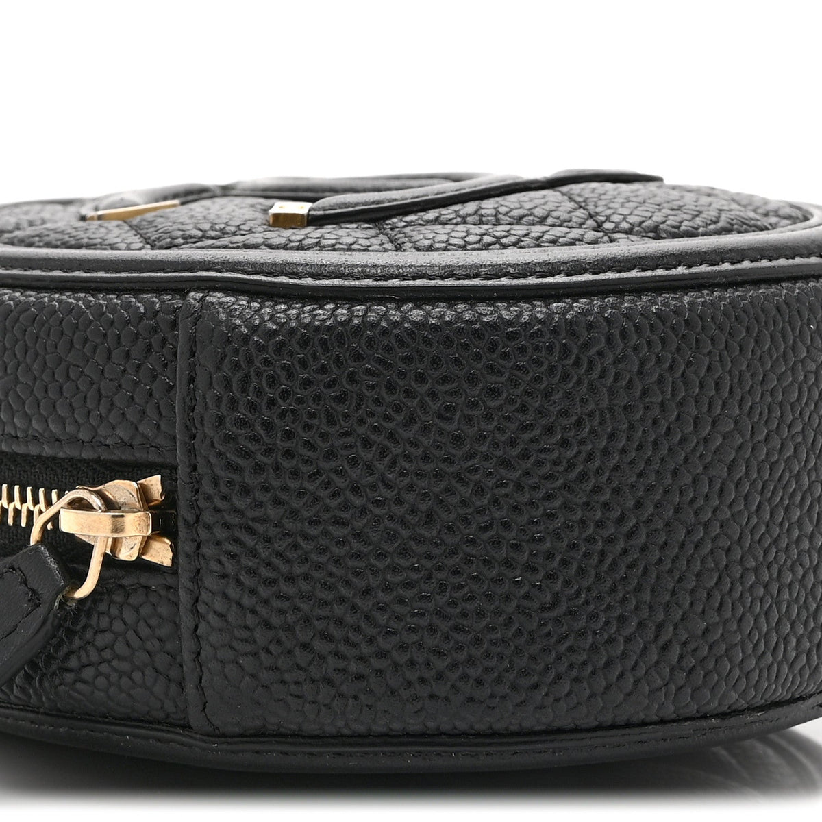 Caviar Quilted Round Filigree Crossbody Black