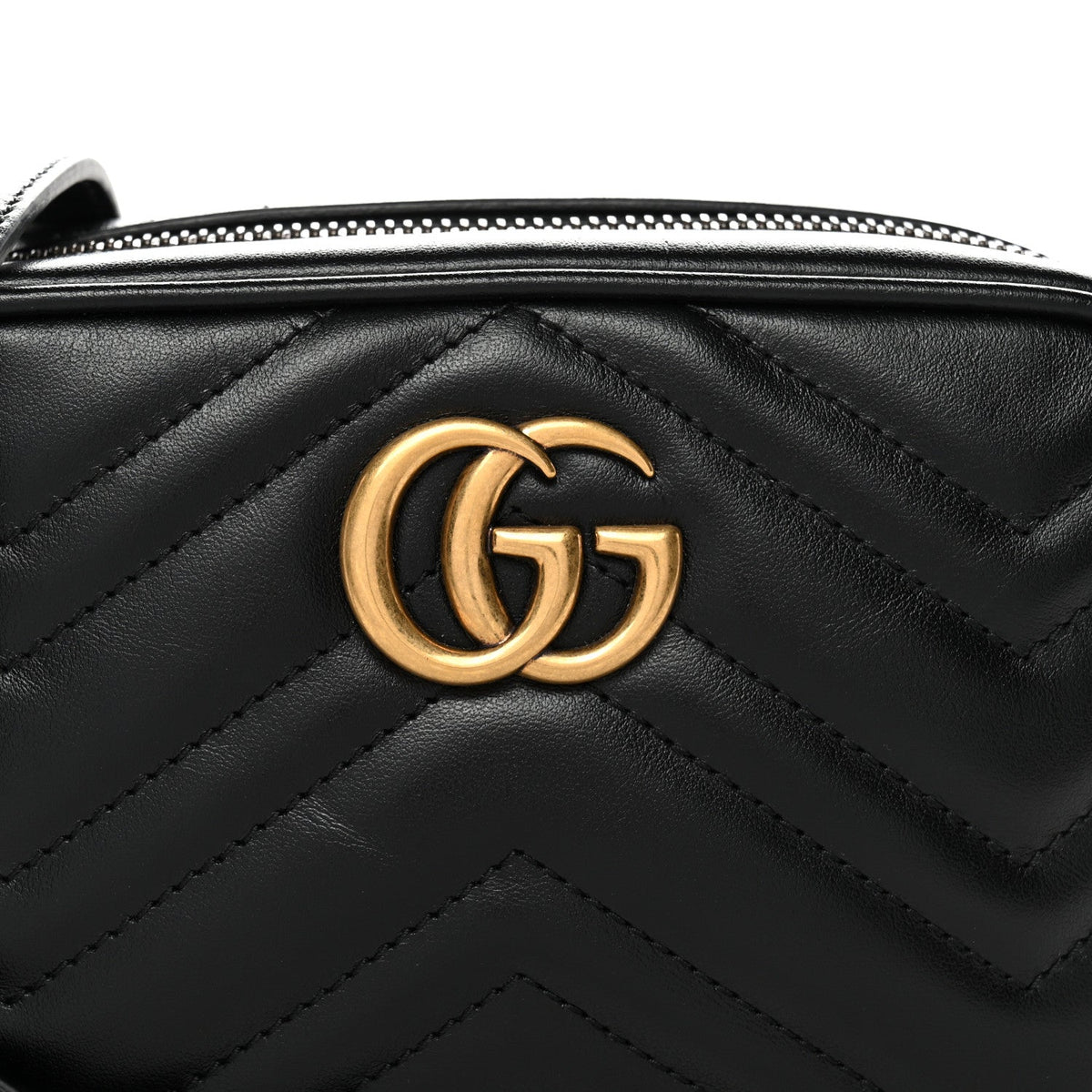 Calfskin Matelasse Mini GG Marmont Chain Shoulder Bag Black